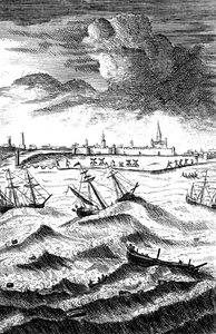 Robinson Crusoe Naufragado em Yarmouth, c1719 de Unbekannt
