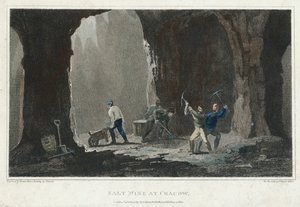 Rock Salt: Mineiros trabalhando na mina de sal perto de Cracóvia, Polônia, c1820 de Unbekannt