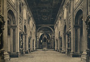 Roma - nave principal da Basílica de São João de Latrão Borromini, arco. 1650, 1910 de Unbekannt