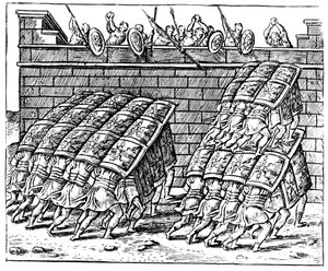 Soldados romanos atacando uma fortaleza, 1605 de Unbekannt