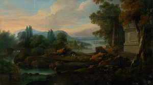 Paisagem romântica com baía do mar de Unbekannt