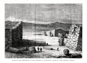 Ruínas dos monumentos incas nos arredores de Tiahuanacu, ao sul do lago Titicaca, Bolívia, 1877 de Unbekannt