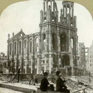 As ruínas da sinagoga judaica na rua Sutter foram os grandes terremotos de 1865 e 1868, 1906. de Unbekannt