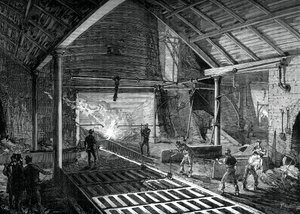 Executando o ferro fundido nos porcos, c1880 de Unbekannt