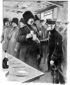Generais russos e japoneses que compartilham um brinde, guerra russo-japonesa 1904-5 de Unbekannt
