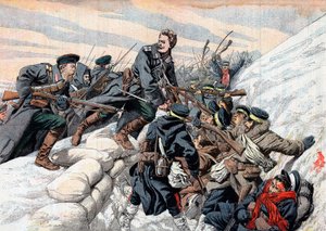Ataque russo às trincheiras japonesas, Guerra Russo-Japonesa, 1904-5 de Unbekannt