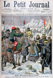 Enfermeira russa feita prisioneira pelos manchus sendo entregue aos japoneses, Manchuria, 1904 de Unbekannt