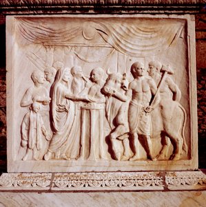 Sacrifício de um boi, Templo de Vespasiano, Pompeia, Itália, século I de Unbekannt