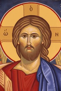 Mosteiro ortodoxo ortodoxo de Saint-Antoine-le-Grand. Ícone de Cristo Pentocrator, Saint-Laurent-en-Royans, França de Unbekannt