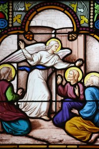 Catedral de Saint-Corentin (Saint Corentin), Quimper Angel Stained glass : aparição a São Pedro, Quimper, França de Unbekannt