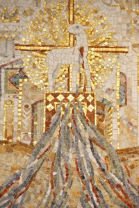 Basílica da abadia de Saint-Maurice, Mosaico de Madeleine Diener O cordeiro de Deus e 7 canais que simbolizam a criação, Saint-Maurice, Suisse de Unbekannt