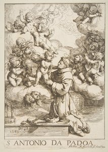 Santo Antônio de Pádua adorando o Cristo Menino, copie após Cantarini, 1640. de Unbekannt