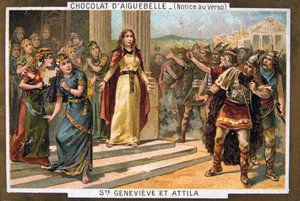 Saint Genevieve e Átila, c451 dC, século XIX de Unbekannt