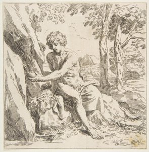 São João Batista no deserto, copie ao contrário depois de Cantarini, ca. 1637-1639 ou depois. de Unbekannt