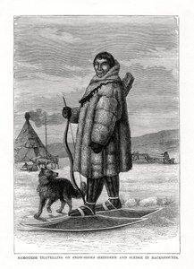 Samoyede viajando em sapatos de neve, Rússia, 1877 de Unbekannt