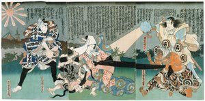 Cena no Teatro Kabuki, século XIX de Unbekannt