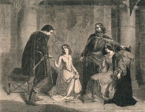 Cena de Hamlet - King, Ophelia e Laertes, 1852. de Unbekannt