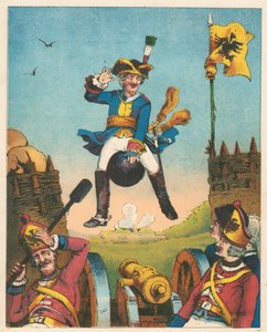 Cena das Aventuras do Barão Munchausen de Rudolph Erich Raspe, c1850 de Unbekannt