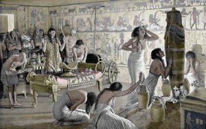 Cena de luto no templo funerário de Tutankhamon, Egito, 1325 aC 1933-1934 de Unbekannt