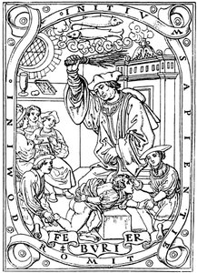 Estudante tendo conhecimento batido nele com a bétula, 1526 de Unbekannt