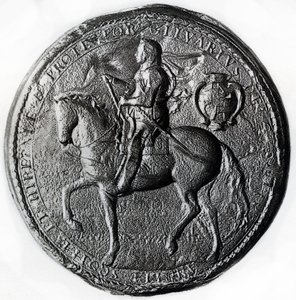 Selo do protetorado com Oliver Cromwell a cavalo, século XVII, 1899 de Unbekannt