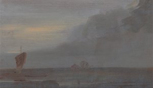 Seapiece com Barcos: Noite, Seascape com Barcos, Noite, ca. 1815. de Unbekannt