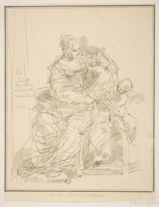 Mulher sentada com um putto, 1775. de Unbekannt