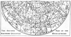 Segunda parte do mapa de estrelas do Hemisfério Celestial do Norte mostrando constelações, 1747 de Unbekannt