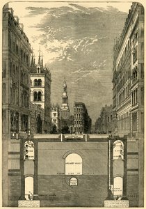 Seção do viaduto Holborn, mostrando os metrôs, c1876. de Unbekannt