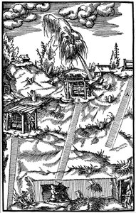 Vista secional de uma mina alemã, 1556 de Unbekannt