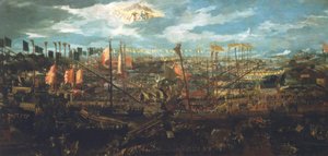 Batalha marítima em Lepanto 1571 - venez. Média de Unbekannt