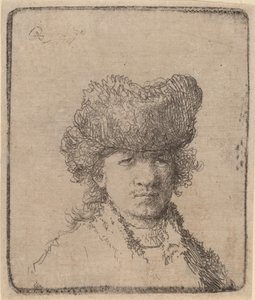 Auto-retrato com gorro de pele, 1630. de Unbekannt
