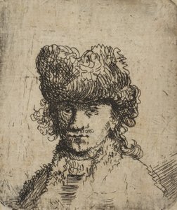 Auto-retrato com gorro de pele: Busto, séc. XVIII., séc. XVIII. de Unbekannt