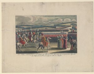 Selim III, sultão dos turcos, recebeu sua nova revisão de infantaria no campo de Unbekannt