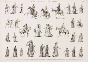 Série de ilustrações de pessoas em vários trajes de Unbekannt