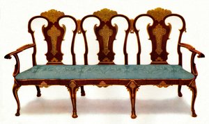 Canapé de Walnut e Gesso, 1930. de Unbekannt