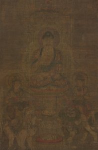 Tríade Shakyamuni: Buda Participado por Manjushri e Samantabhadra, c. 900 de Unbekannt