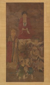Shakyamuni com luohan, rei celestial e meninos, início do século XVII. de Unbekannt