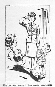 Ela chega em casa com seu uniforme inteligente, 1940 de Unbekannt
