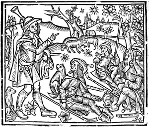 Pastores com seus rebanhos e cães, início do século XVI de Unbekannt