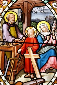 Santuário de Nossa Senhora de la Salette Janela de vidro manchado Jesus na oficina do seu pai, La Salette, França de Unbekannt