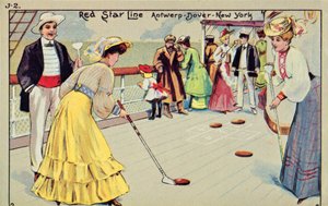 Shuffleboard a bordo de um navio de passageiros da Red Star Line, 1907. de Unbekannt