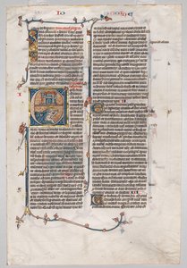 Folha Única de uma Bíblia: E [t factum est] inicial com Jonas Engolido pela Baleia, c. 1290 de Unbekannt