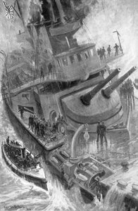 Naufrágio do navio de guerra japonês Hatsuse, Guerra Russo-Japonesa, 1904-5 de Unbekannt