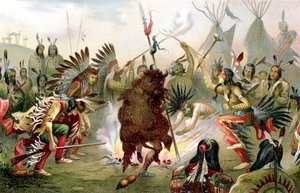 Dança de guerra Sioux, 1888 de Unbekannt