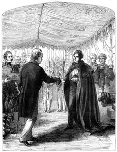 Sir Walter Scott apresentando a Cruz de Santo André ao rei George IV, 1822 de Unbekannt
