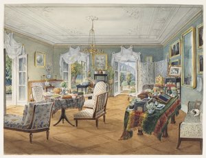 Sala de estar em uma propriedade rural, 1830-1840 de Unbekannt
