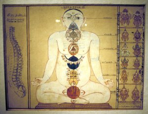 Seis Chakras representando os plexos do corpo humano, Tanjore, Tamil Nadu, c1850 de Unbekannt