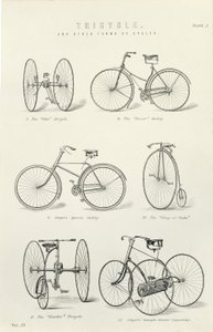 Seis formas antigas de bicicletas e triciclos, século XIX de Unbekannt