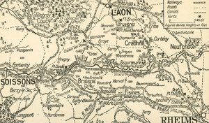 Esboço do mapa do vale do Aisne acima de Soissons, 1914, c1920. de Unbekannt